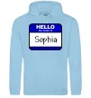 Женская толстовка (худи) Hello my name is Sophia Голубой фото