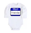 Детский боди Hello my name is Stanislav Белый фото