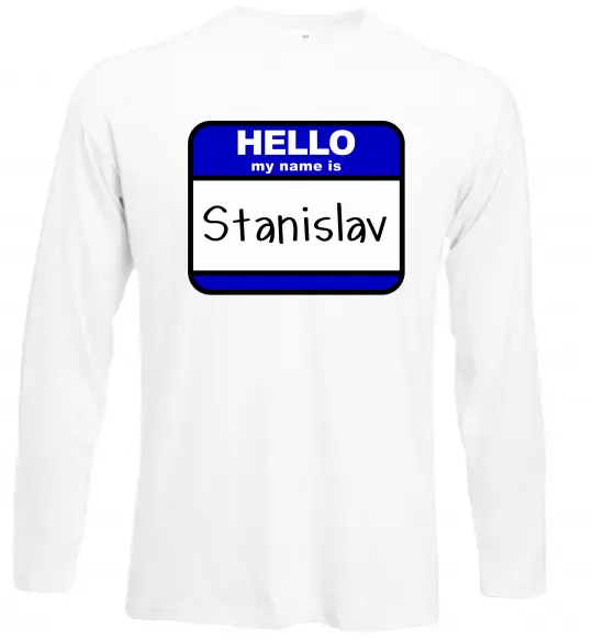 Лонгслив Hello my name is Stanislav Белый фото