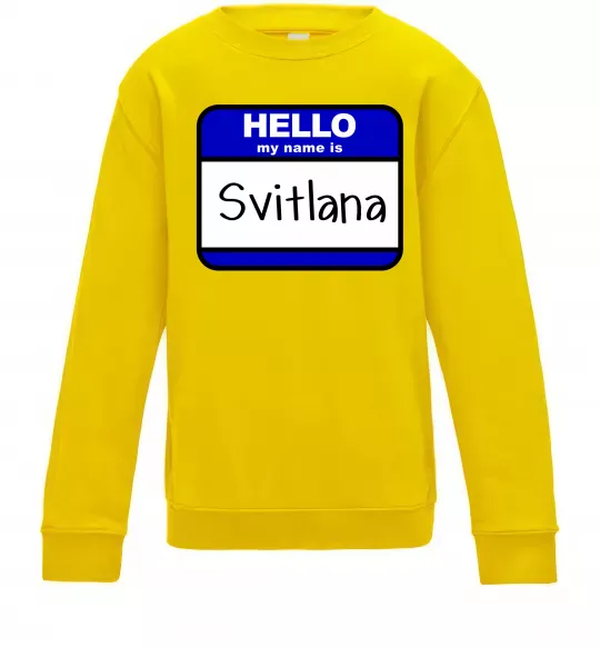 Дитячий світшот Hello my name is Svitlana Сонячно жовтий фото