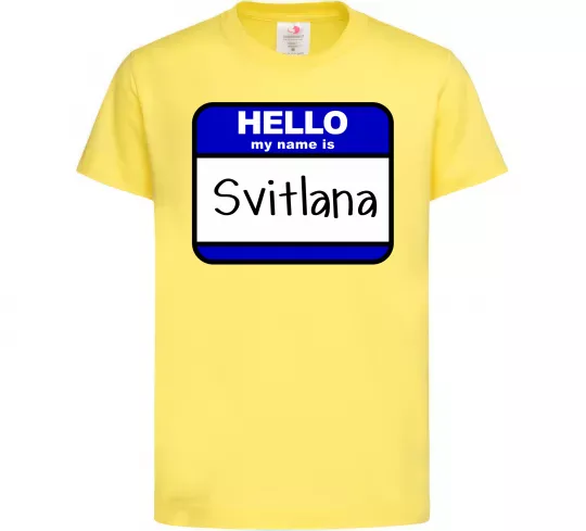 Дитяча футболка Hello my name is Svitlana Лимонний фото