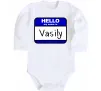 Детский боди Hello my name is Vasily Белый фото