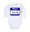 Дитячий бодік Hello my name is Vasily Білий фото