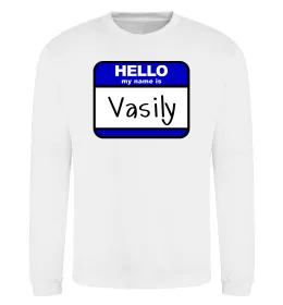 Світшот Hello my name is Vasily Білий фото