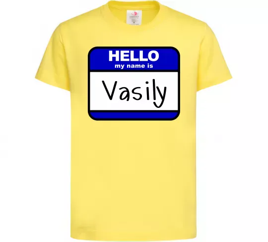 Дитяча футболка Hello my name is Vasily Лимонний фото