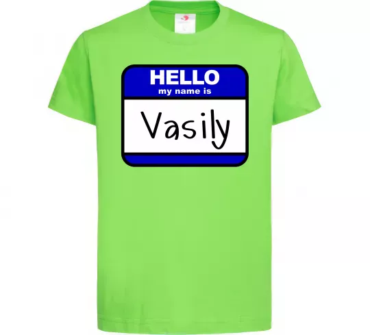 Дитяча футболка Hello my name is Vasily Лаймовий фото