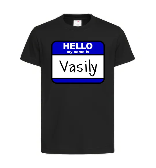 Детская футболка Hello my name is Vasily Черный фото
