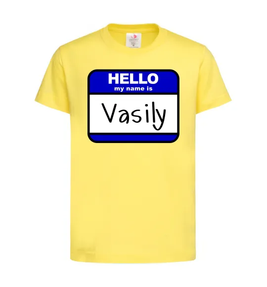 Детская футболка Hello my name is Vasily Лимонный фото