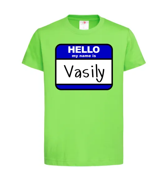 Детская футболка Hello my name is Vasily Лаймовый фото