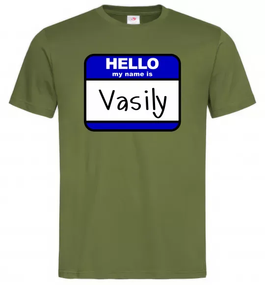 Чоловіча футболка Hello my name is Vasily Оливковий фото