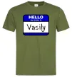 Чоловіча футболка Hello my name is Vasily Оливковий фото