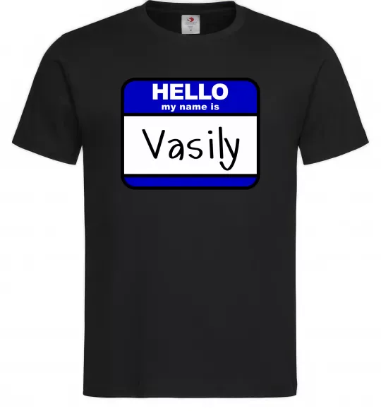 Чоловіча футболка Hello my name is Vasily Чорний фото