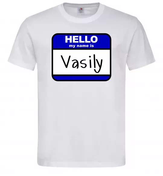 Чоловіча футболка Hello my name is Vasily Білий фото