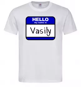 Мужская футболка Hello my name is Vasily Белый фото