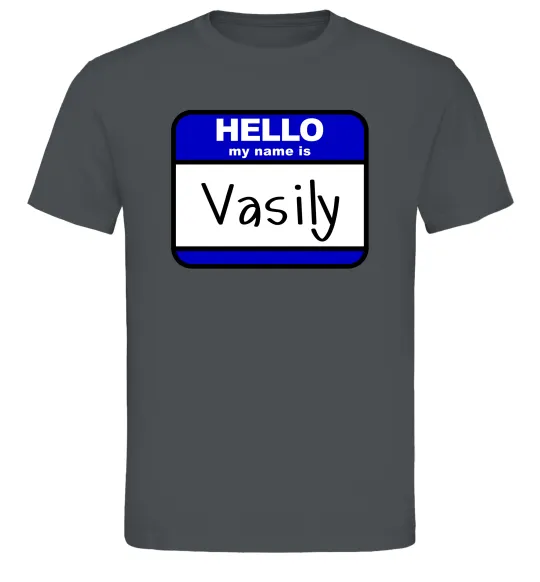 Чоловіча футболка Hello my name is Vasily Графіт фото