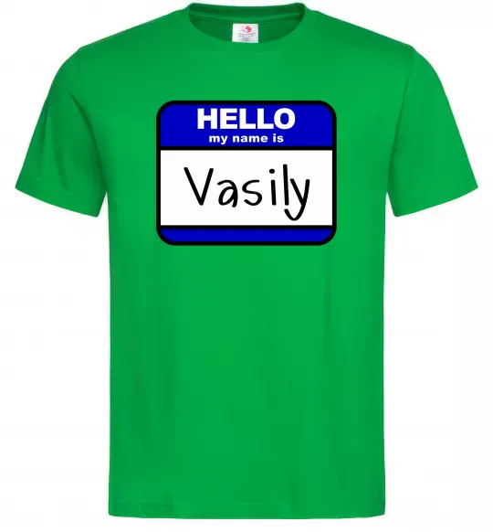 Чоловіча футболка Hello my name is Vasily Зелений фото