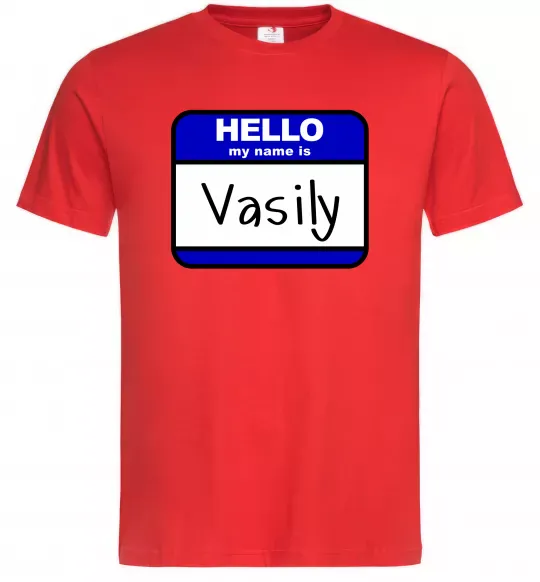 Чоловіча футболка Hello my name is Vasily Червоний фото