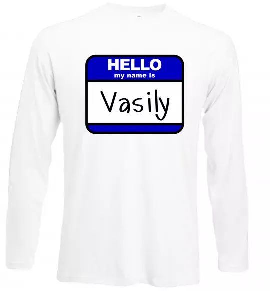 Лонгслів Hello my name is Vasily Білий фото