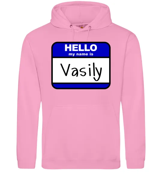 Чоловіча толстовка (худі) Hello my name is Vasily Рожевий фото