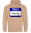 Чоловіча толстовка (худі) Hello my name is Vasily Пісочний фото