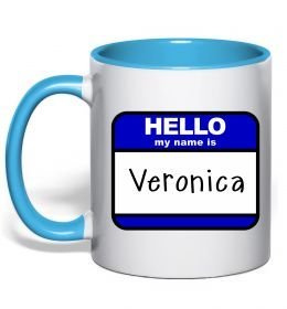 Чашка с цветной ручкой Hello my name is Veronica