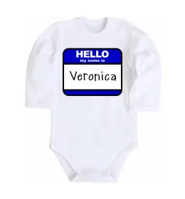 Дитячий бодік Hello my name is Veronica Білий фото