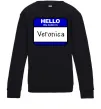 Детский Свитшот Hello my name is Veronica Черный фото