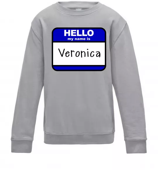 Детский Свитшот Hello my name is Veronica Серый меланж фото