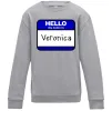 Детский Свитшот Hello my name is Veronica Серый меланж фото