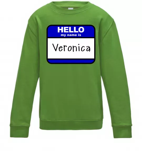 Детский Свитшот Hello my name is Veronica Лаймовый фото