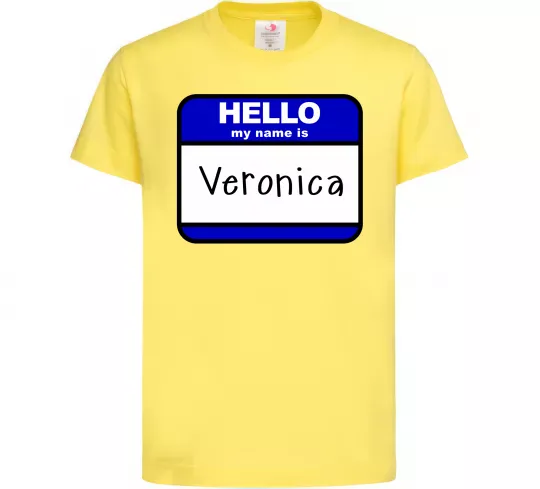 Детская футболка Hello my name is Veronica Лимонный фото