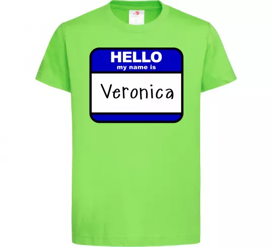 Детская футболка Hello my name is Veronica Лаймовый фото