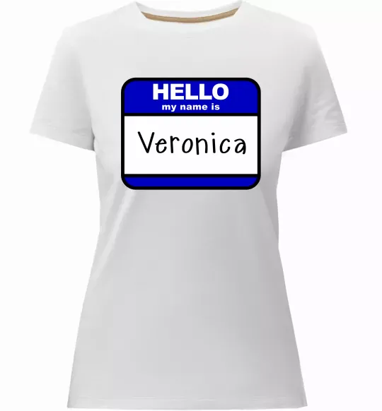 Женская премиум футболка Hello my name is Veronica Белый фото