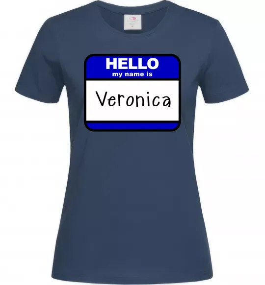 Жіноча футболка Hello my name is Veronica Темно-синій фото