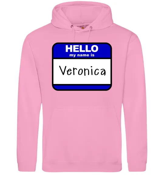 Женская толстовка (худи) Hello my name is Veronica Розовый фото