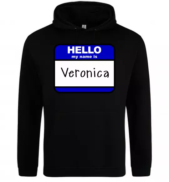 Женская толстовка (худи) Hello my name is Veronica Черный фото