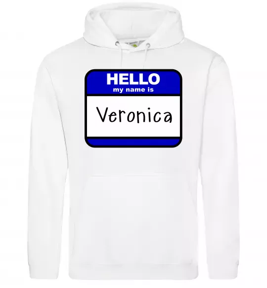 Женская толстовка (худи) Hello my name is Veronica Белый фото
