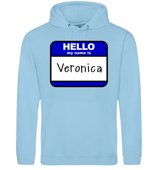 Женская толстовка (худи) Hello my name is Veronica Голубой фото