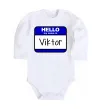Дитячий бодік Hello my name is Viktor Білий фото