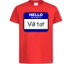 Детская футболка Hello my name is Viktor Красный фото
