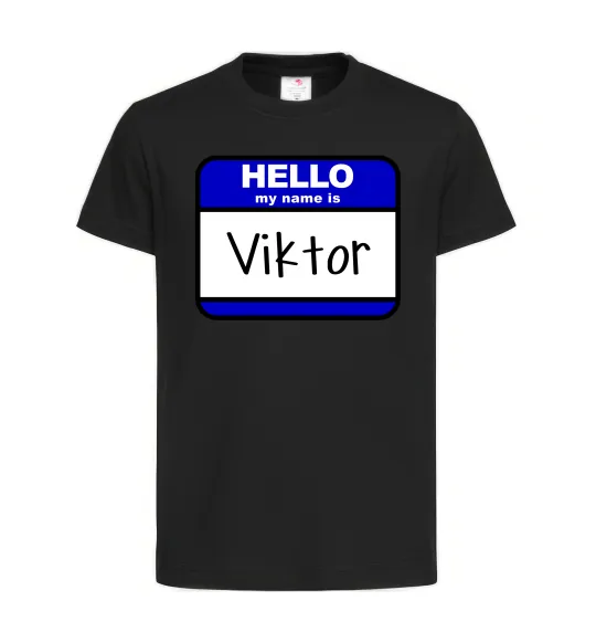 Детская футболка Hello my name is Viktor Черный фото