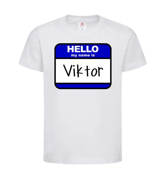 Детская футболка Hello my name is Viktor Белый фото