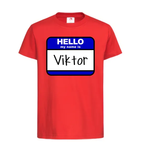 Детская футболка Hello my name is Viktor Красный фото