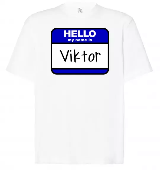 Футболка Оверсайз Hello my name is Viktor Белый фото