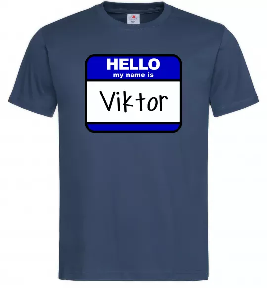 Чоловіча футболка Hello my name is Viktor Темно-синій фото