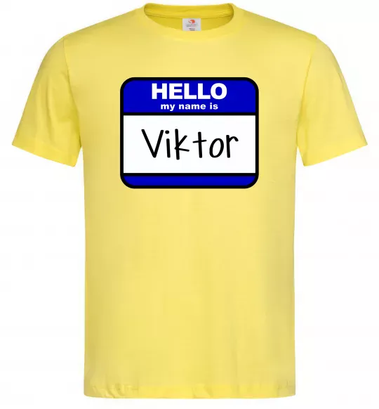 Чоловіча футболка Hello my name is Viktor Лимонний фото