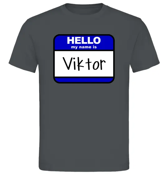 Чоловіча футболка Hello my name is Viktor Графіт фото
