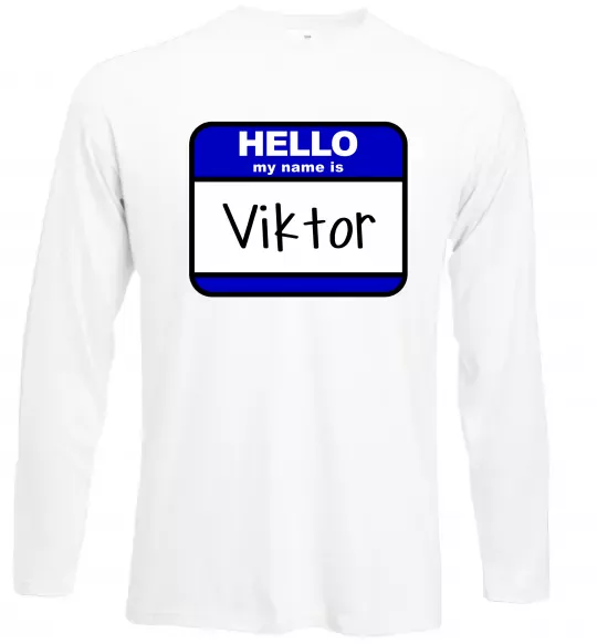Лонгслів Hello my name is Viktor Білий фото