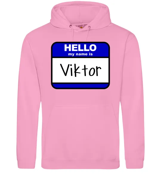 Мужская толстовка (худи) Hello my name is Viktor Розовый фото