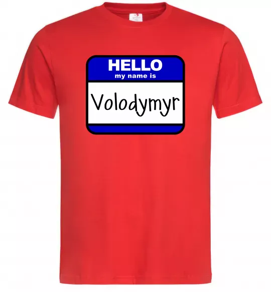 Чоловіча футболка Hello my name is Volodymyr Червоний фото